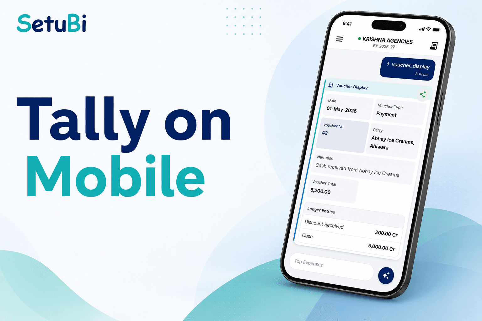 Tally on Mobile with SetuBi for tracking outstanding payments and managing cash flow.